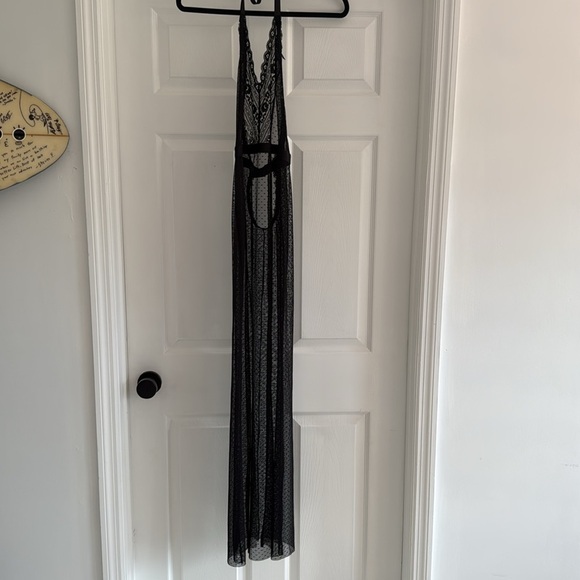 MONIQUE LHUILLIER x HANKY PANKY Rendezvous Black Tulle Sheer Maxi Slip Dress - Picture 7 of 10